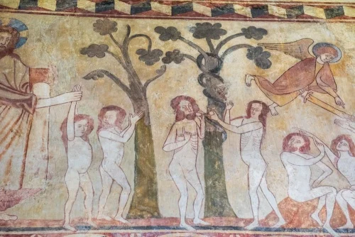 13th-century wall painting, St Agatha's Church