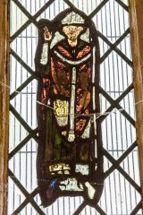 13th century stained glass of a bishop