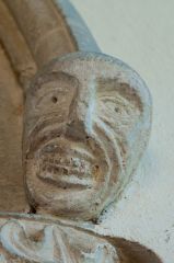 A grotesque carving inside Eastleach Martin church