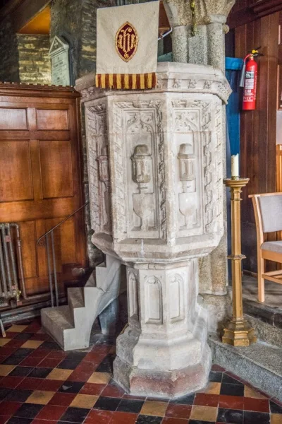 The beautifully carved 15th century pulpit