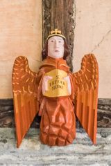 A painted angel roof corbel