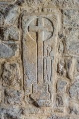 14th century grave slab set into the wall