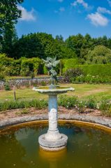 A fountain in the rose garden