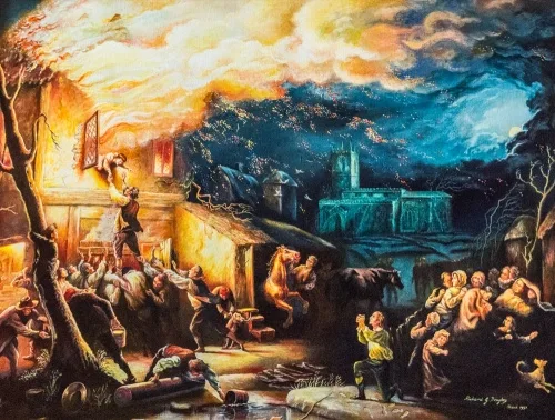 John Wesley's rescue from the rectory fire by HP Parker