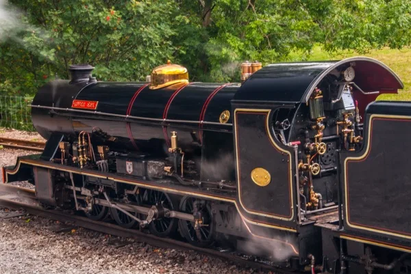 The Ravenglass and Eskdale Railway locomotive at Dalegarth Station