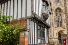 The timber-framed Guildhall and church