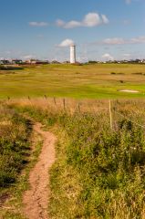Flamborough Head Lighthouse, The old lighthouse from Flamborough Head footpath