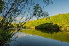 The peaceful moat surrounding Fort Brockhurst