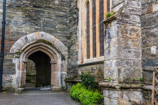 The tower entrance of Fowey Church