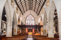Fowey, St Fimbarrus Church, Looking east down the nave