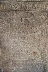 Fowey, St Fimbarrus Church, Renald Mohun grave slab, 1590