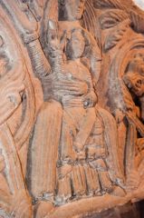 Virgin and Child figure on the tympanum