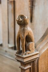 15th century monkey carving on the prayer desk
