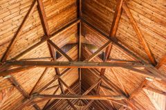 The beautiful church rafters and ceiling