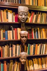The library, with masks collected by Freud