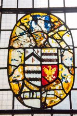 Heraldic glass in the church porch