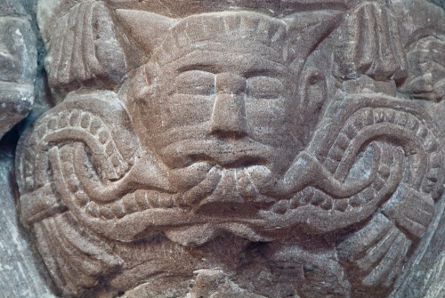 Green Man carved capital