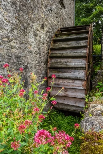 The 18-foot waterwheel