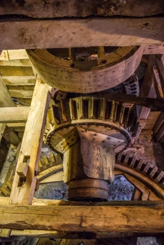 The wooden-cogged mill mechanism