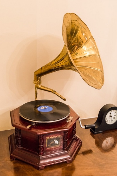 A gramophone in the Clock Room
