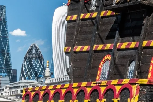 Looking from the Golden Hinde to The Gherkin