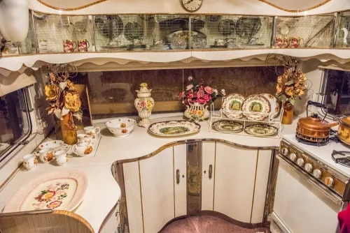 The interior of a modern Romany trailer