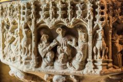 Detail of the font bowl carving, c. 1496