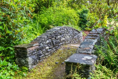 A picturesque garden footbridge