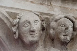 Carved heads in the nave