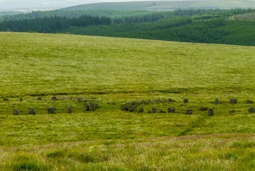 Looking down on the two stone circles