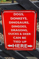 Tongue-in-cheek sign outside the Deviation Shed