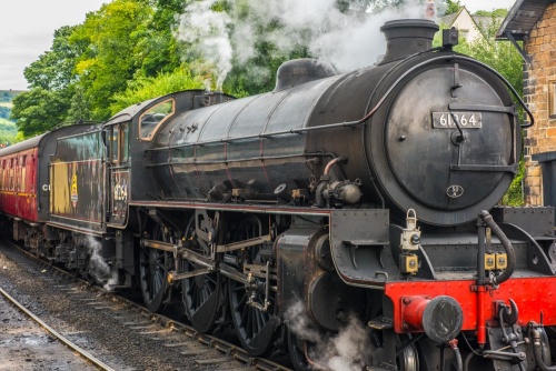 A steam locomotive at Grosmont rail station