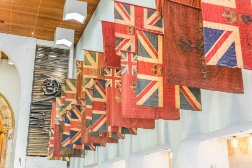 Regimental flags in the Guards Chapel