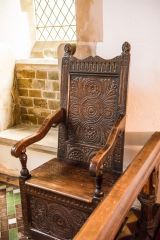 Gunby, St Peter's Church, Tudor (?) chair in the sanctuary