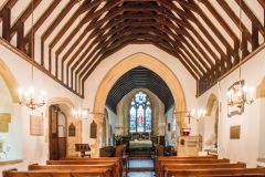 Gunby, St Peter's Church, Looking east down the central aisle