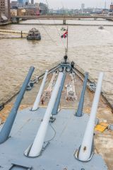HMS Belfast, Looking down on the forward gun turrets