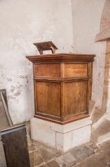 The plain 18th-century wooden pulpit