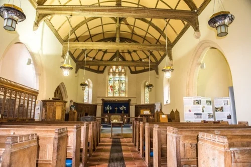 The restored church interior