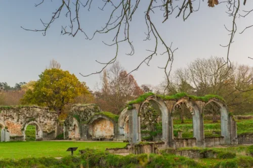 Hailes Abbey on a winter's evening