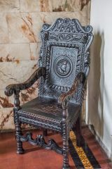 Haltwhistle, Holy Cross Church, 17th century carved Bishop's chair