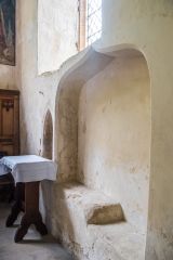 Hanworth, St Bartholomew's Church, A very plain two-seat sedilia in the chancel