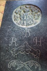 Hanworth, St Bartholomew's Church, 17th century grave slab with a heart carving