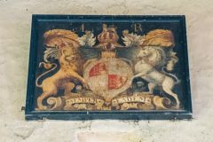 Hanworth, St Bartholomew's Church, Painted royal coat of arms to Queen Anne