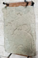 Viking cross shaft depicting a boar hunt