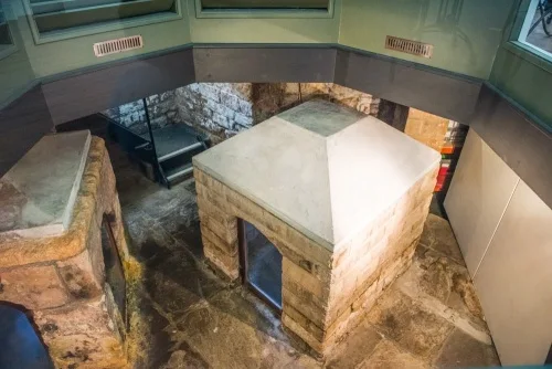 Looking down on the sulphur wellhead