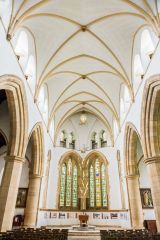Looking west to the font