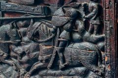 Carving detail on the 1375 Flemish kist