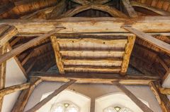 The 15th-century timber bellcote frame