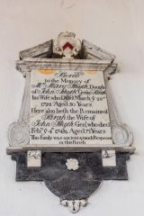 Haughley, St Mary Church, Mary Smyth memorial, 1728