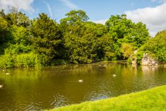 The duckpond formed by the castle moat